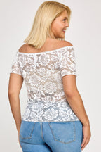 Plus Sized Off The Shoulder Lace Scallop Edge Top | Mixtshop LLC