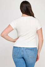 Plus Size Variegated Knit Rib Twist Front Top | Mixtshop LLC