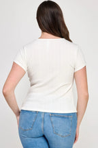 Plus Size Variegated Knit Rib Twist Front Top | Mixtshop LLC