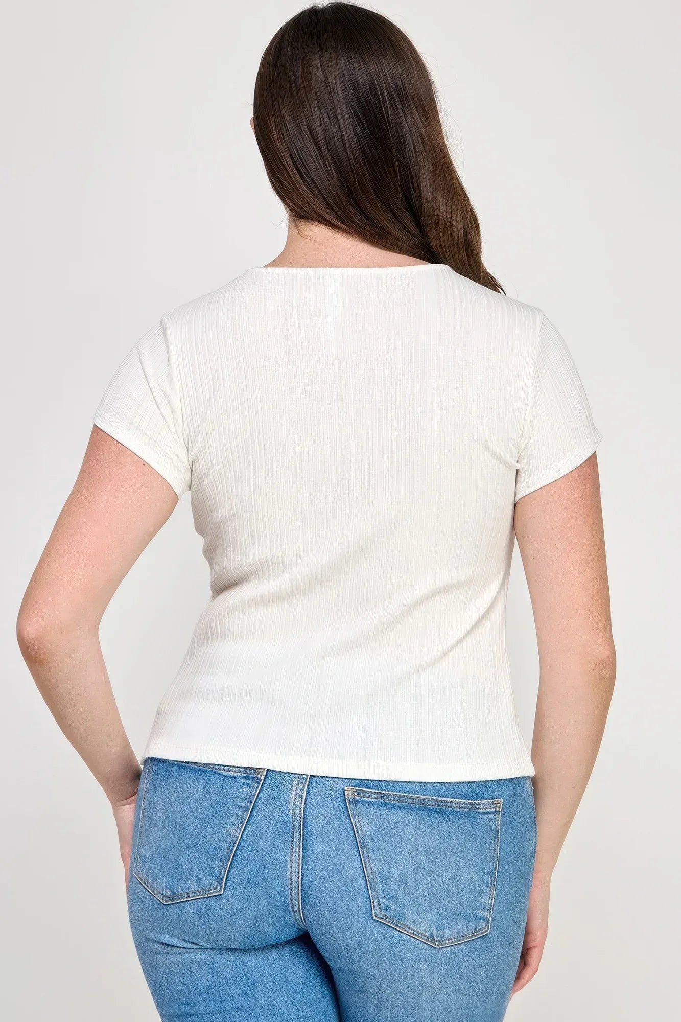 Plus Size Variegated Knit Rib Twist Front Top | Mixtshop LLC