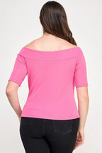 Plus Size Off The Shoulder Knit Rib Twist Knot Top | Mixtshop LLC