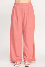 Plus Size Knit Linen Pleated Wide Leg Pants | Mixtshop LLC