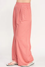Plus Size Knit Linen Pleated Wide Leg Pants | Mixtshop LLC