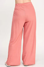Plus Size Knit Linen Pleated Wide Leg Pants | Mixtshop LLC