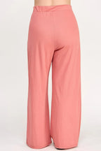 Plus Size Knit Linen Pleated Wide Leg Pants | Mixtshop LLC