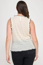 Plus Size Sleeveless Ruffle Lace Bow Tie Front Top | Mixtshop LLC