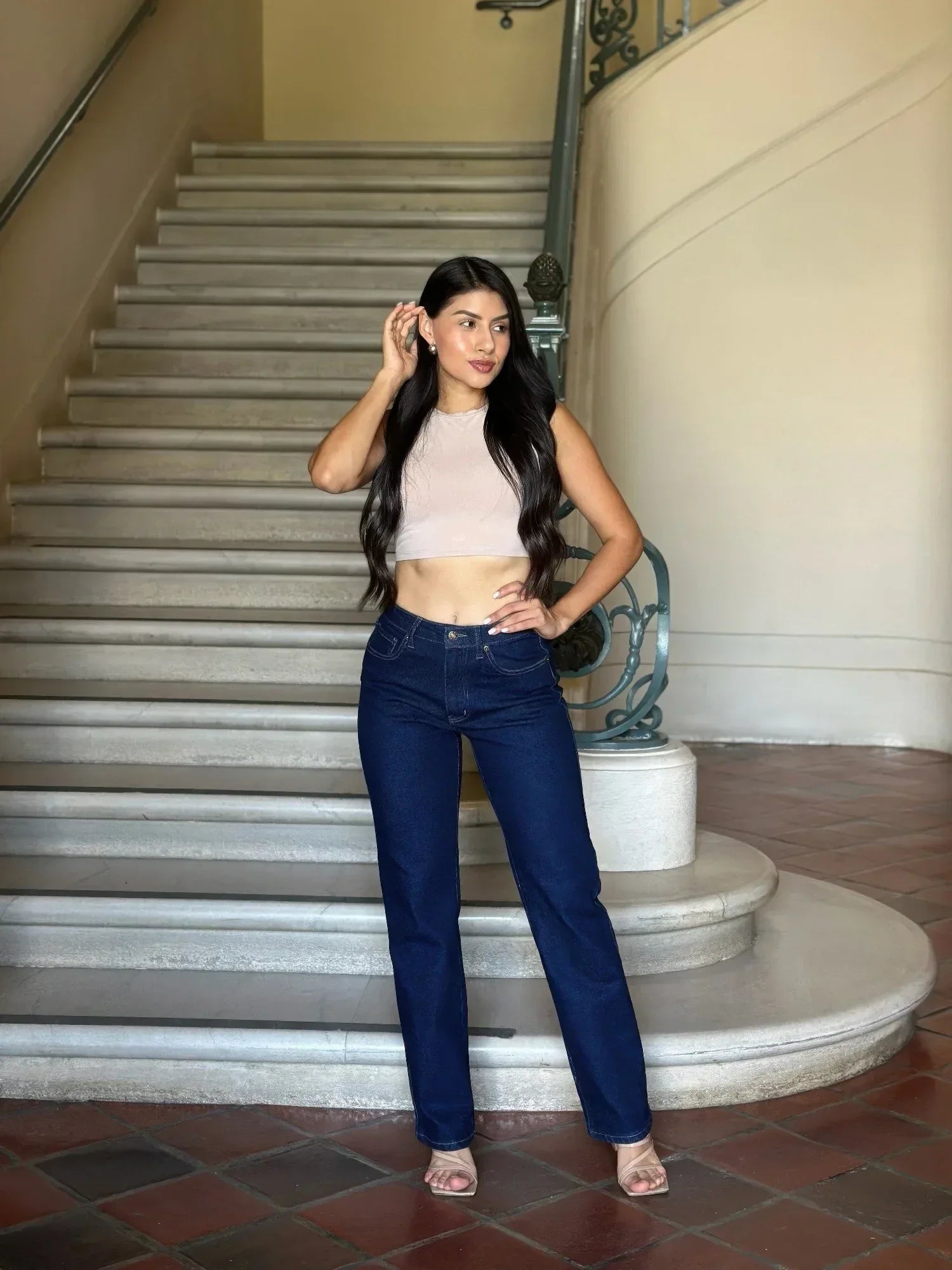 High Waist Vintage Straight Leg Denim Jeans | Mixtshop LLC Main image