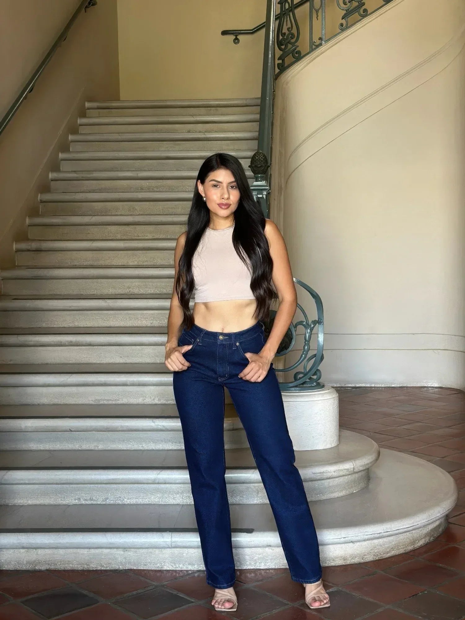 High Waist Vintage Straight Leg Denim Jeans | Mixtshop LLC