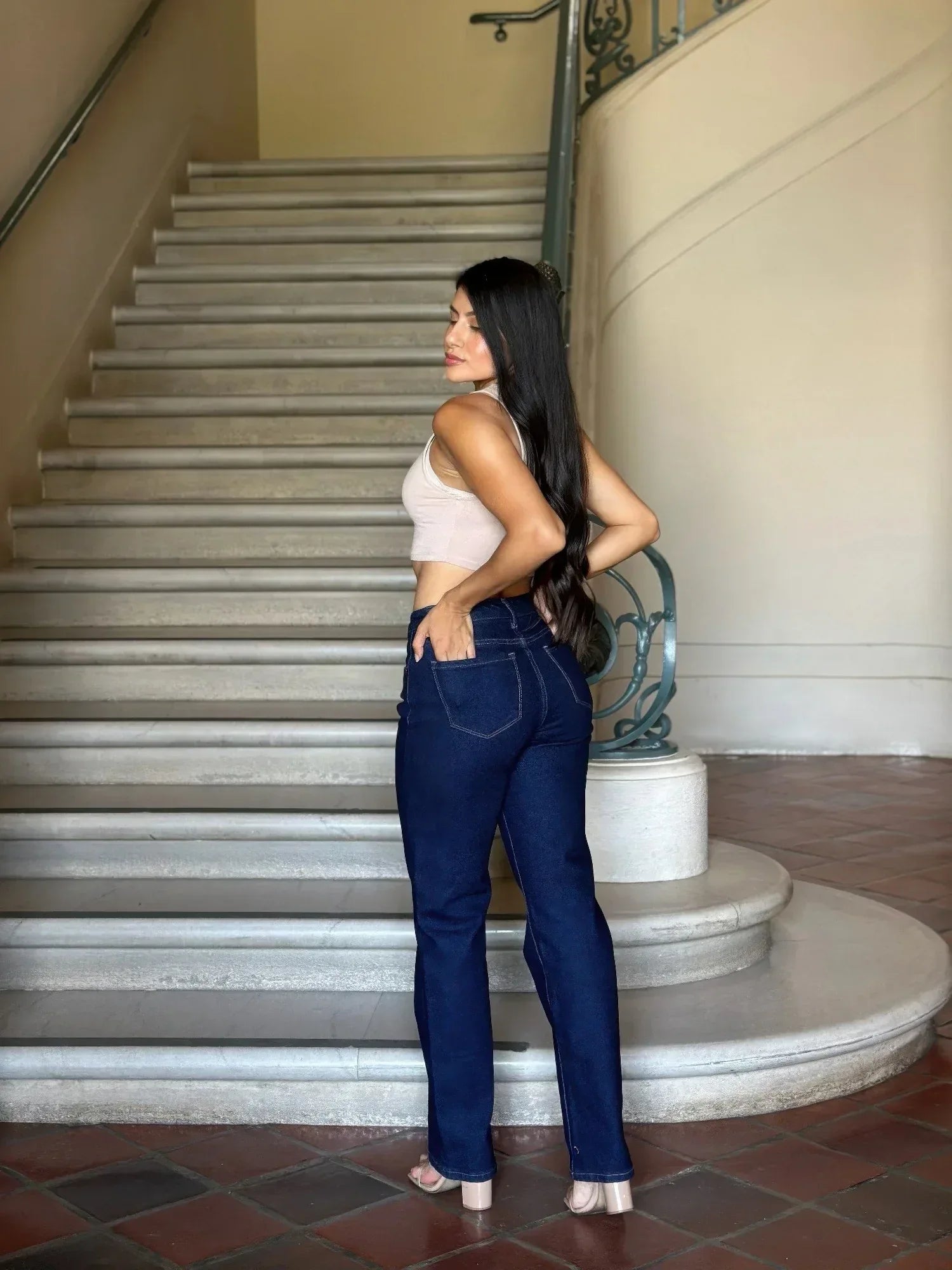High Waist Vintage Straight Leg Denim Jeans | Mixtshop LLC