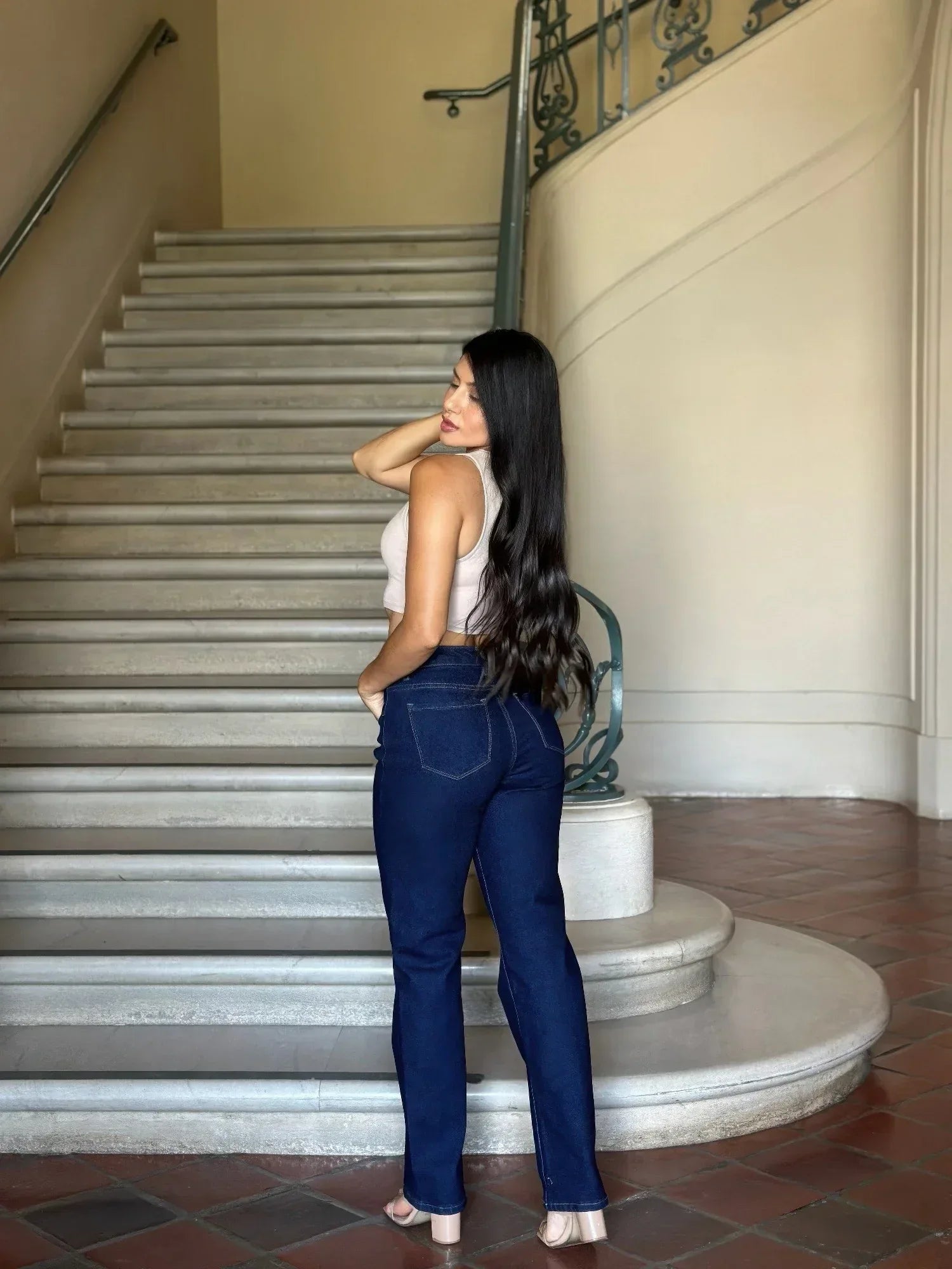 High Waist Vintage Straight Leg Denim Jeans | Mixtshop LLC