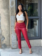 High Waisted Faux Leather Pu Skinny Jeans | Mixtshop LLC