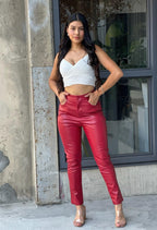 High Waisted Faux Leather Pu Skinny Jeans | Mixtshop LLC