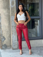 High Waisted Faux Leather Pu Skinny Jeans | Mixtshop LLC