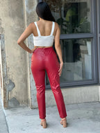 High Waisted Faux Leather Pu Skinny Jeans | Mixtshop LLC