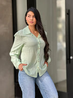 Collar Button Down Rhine Stone Detail Blouse | Mixtshop LLC