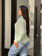 Collar Button Down Rhine Stone Detail Blouse | Mixtshop LLC