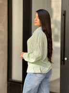 Collar Button Down Rhine Stone Detail Blouse | Mixtshop LLC