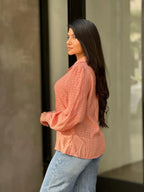 Collar Button Down Rhine Stone Detail Blouse | Mixtshop LLC