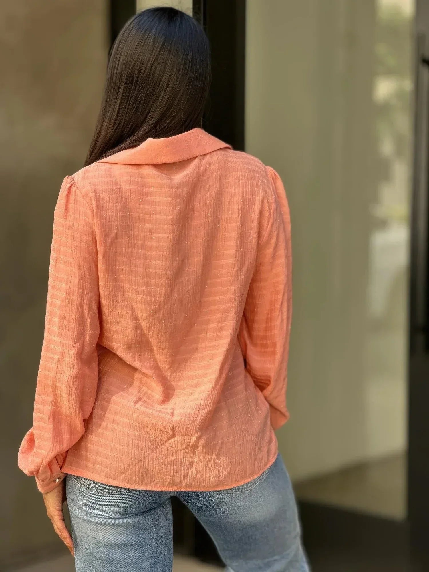 Collar Button Down Rhine Stone Detail Blouse | Mixtshop LLC