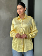 Rhinestone Diamond Lined Button Down Satin Blouse | Mixtshop LLC