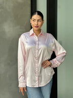 Rhinestone Diamond Lined Button Down Satin Blouse | Mixtshop LLC