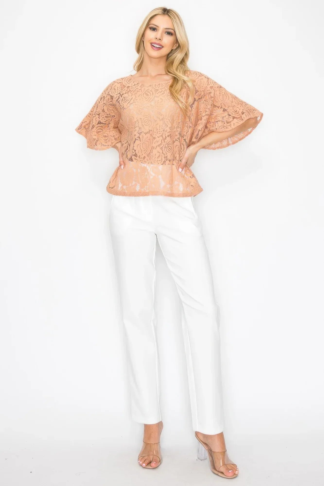 Floral Embroidered Crochet Lace Boxy Blouse Top Secondary image