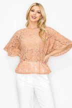 Floral Embroidered Crochet Lace Boxy Blouse Top | Mixtshop LLC