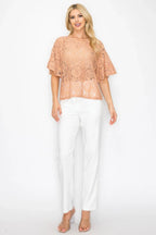 Floral Embroidered Crochet Lace Boxy Blouse Top | Mixtshop LLC