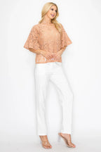 Floral Embroidered Crochet Lace Boxy Blouse Top | Mixtshop LLC