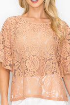 Floral Embroidered Crochet Lace Boxy Blouse Top | Mixtshop LLC