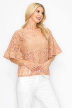 Floral Embroidered Crochet Lace Boxy Blouse Top | Mixtshop LLC