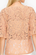 Floral Embroidered Crochet Lace Boxy Blouse Top | Mixtshop LLC