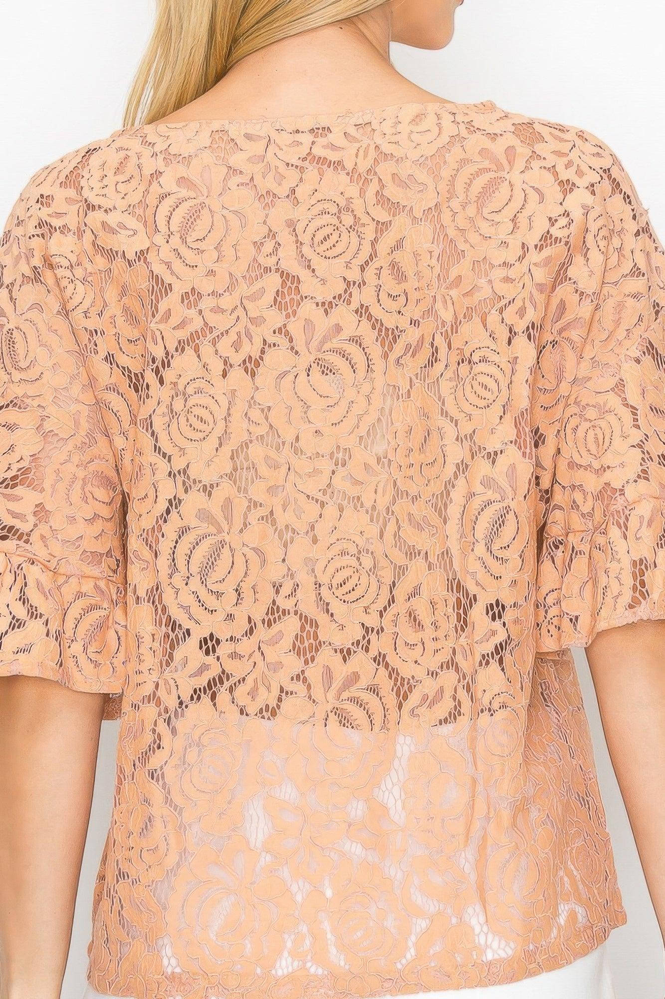 Floral Embroidered Crochet Lace Boxy Blouse Top | Mixtshop LLC
