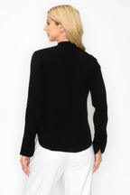Ruffle Detail Front Tie V-neck Long Sleeve Blouse | Mixtshop LLC