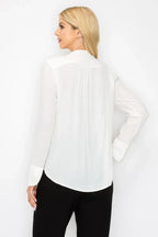 Ruffle Detail Front Tie V-neck Long Sleeve Blouse | Mixtshop LLC