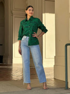 Face Print Long Sleeve Button Down Blouse | Mixtshop LLC
