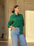 Face Print Long Sleeve Button Down Blouse | Mixtshop LLC