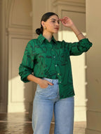 Face Print Long Sleeve Button Down Blouse | Mixtshop LLC