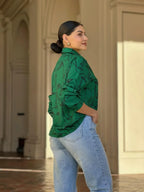 Face Print Long Sleeve Button Down Blouse | Mixtshop LLC