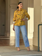 Face Print Long Sleeve Button Down Blouse | Mixtshop LLC
