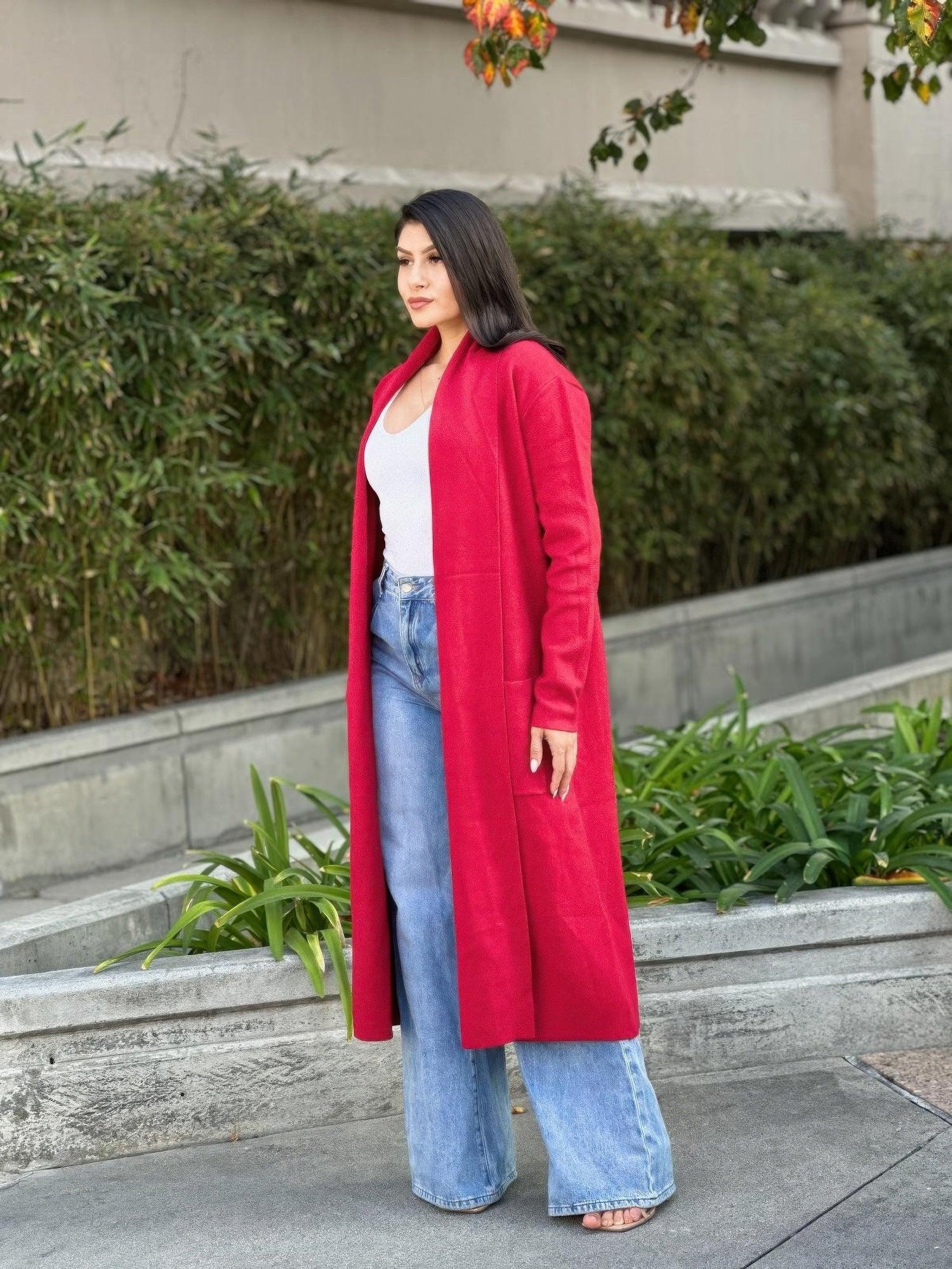 Clover Fine Knit Midi Cardi Cardigan With Pockets | Mixtshop LLC
