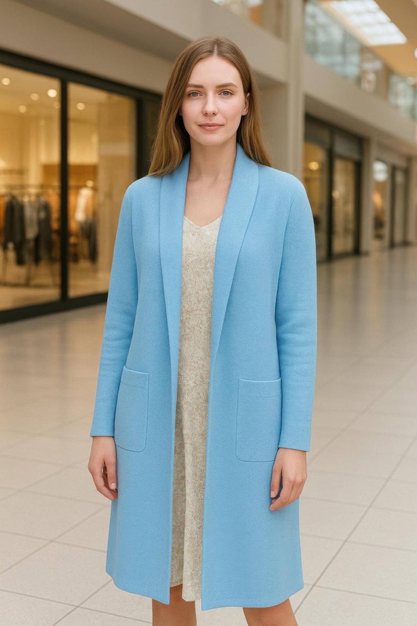 Premium Long Maxi Cardigan With Pockets Stretch Secondary image