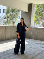 Casual Wide Leg Pants & Long Sleeve Front Tie Set | Mixtshop LLC