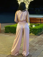 Satin Wide Leg Pants & Flower Sleeveless Top Set | Mixtshop LLC