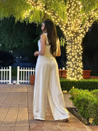 Satin Wide Leg Pants & Flower Sleeveless Top Set | Mixtshop LLC