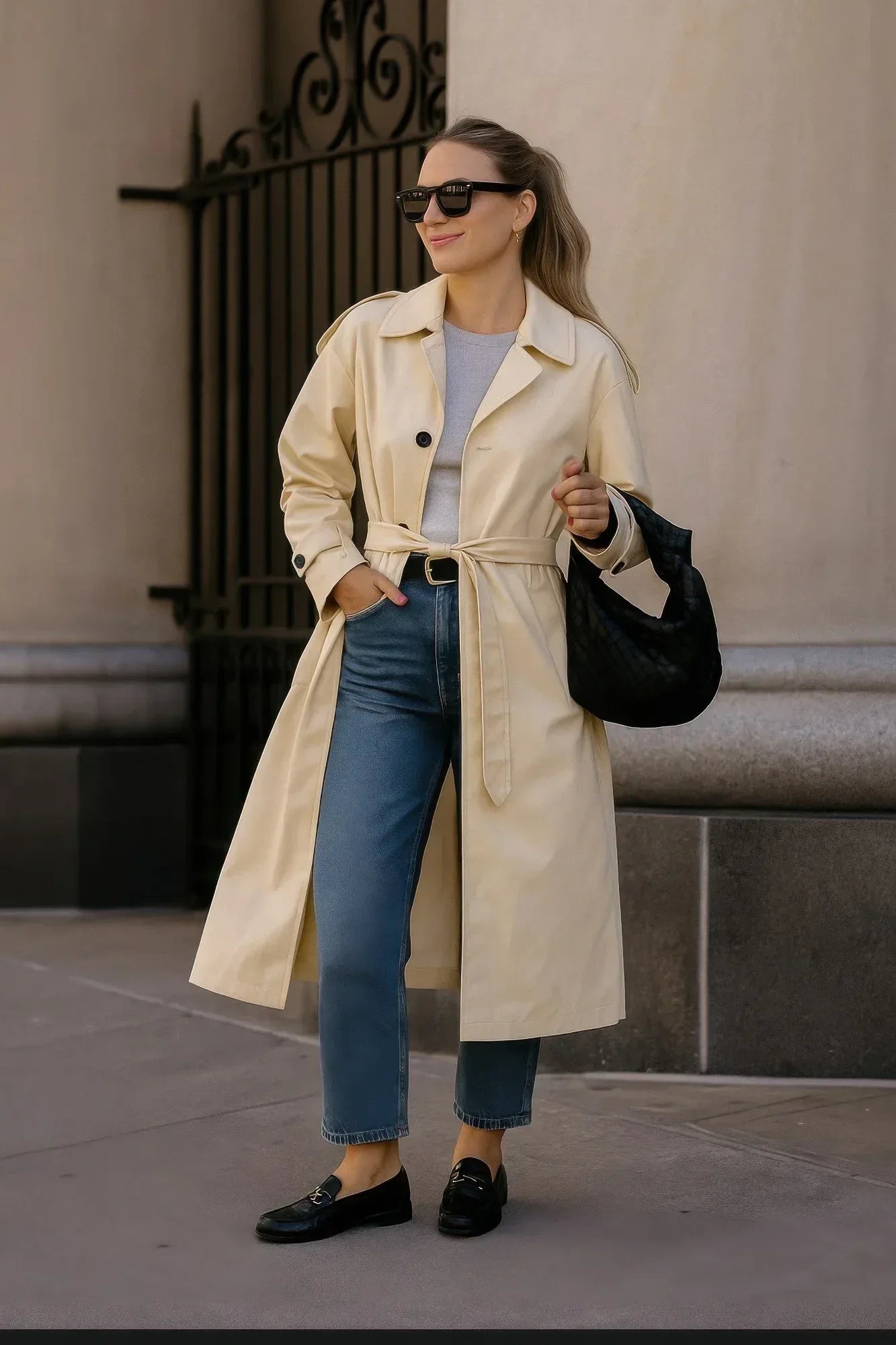 Solid Long Sleeve Trench Coat Woman Lined | Mixtshop LLC