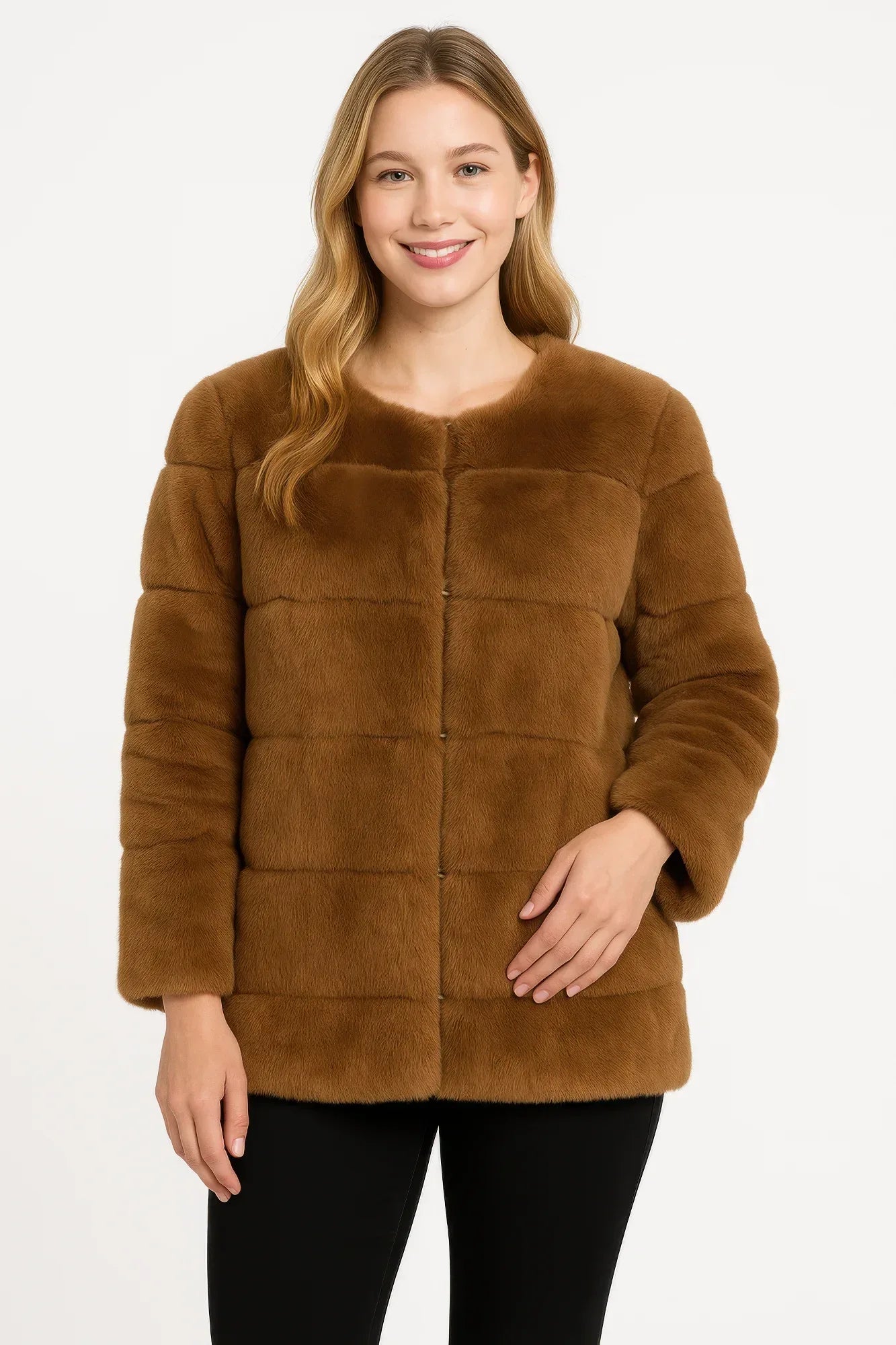 Plush Camel Faux Fur Jacket | Mixtshop LLC