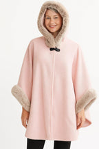 Hooded Faux Fur Trim Cape | Mixtshop LLC