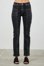 Mid Rise Slim Straight In Black Acid | Mixtshop LLC