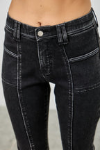 Mid Rise Slim Straight In Black Acid | Mixtshop LLC